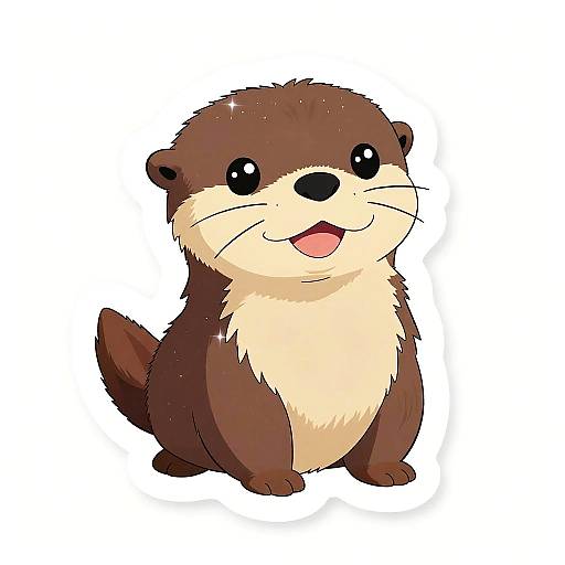 Sparkling Baby Otter Cartoon Sticker