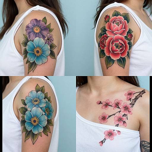 Colorful Floral Tattoo Collage