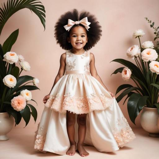Little Girl in Elegant Dress with Large Bow