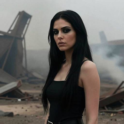 Portrait of a Resilient Woman in Ruins