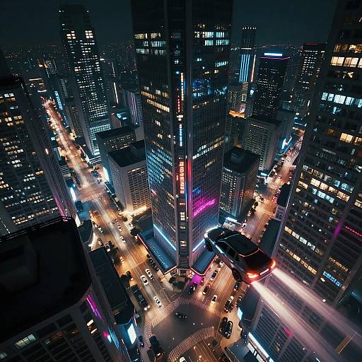 Futuristic Cyberpunk Cityscape Night View