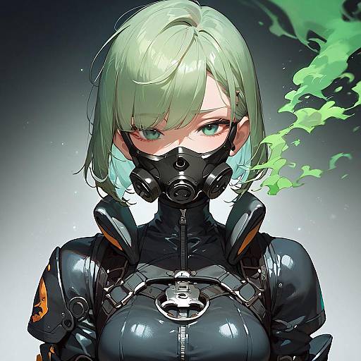 Anime Girl in Green Bodysuit