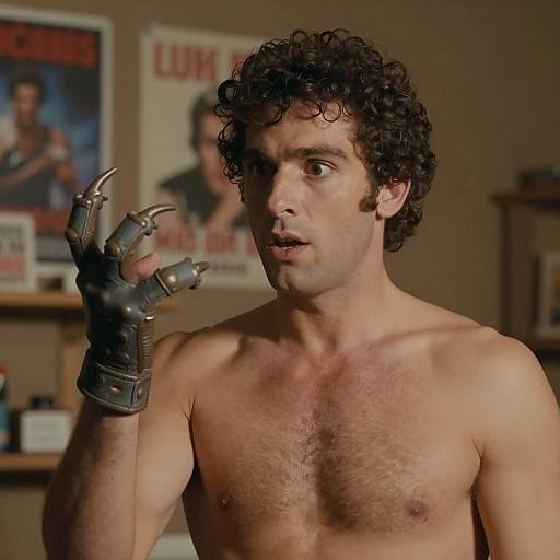 Shirtless Man Wearing Clawed Glove