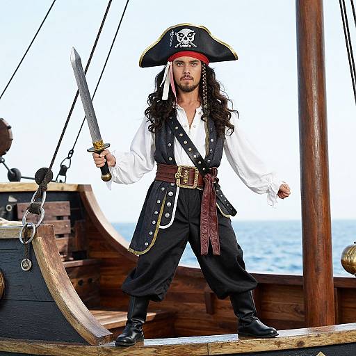 Pirate on Ship with Sword