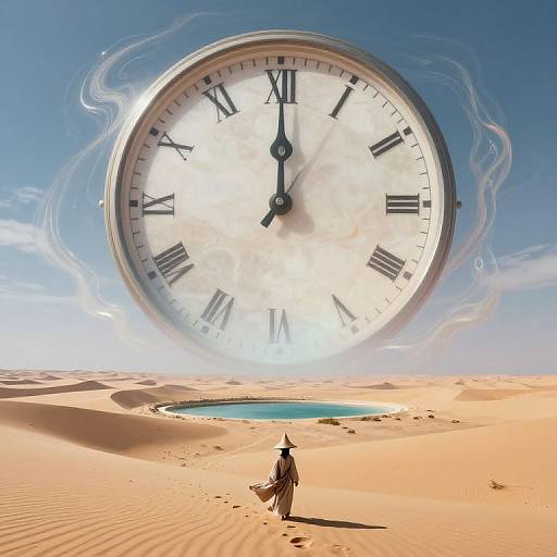 Surreal Dreamscape with Celestial Clock
