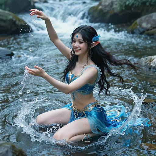 Water Sorceress Smiling by River