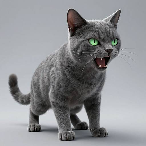 Detailed Grey Anthro Cat Warrior