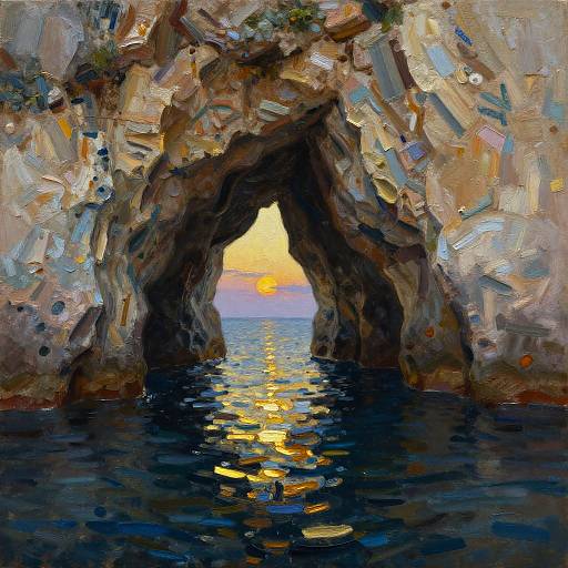Impressionistic Neptune's Grotto Oil Painting