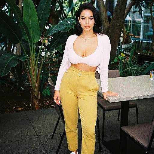 Stylish Woman at Botanical Cafe