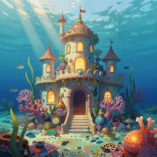 Gigantic Coral Reef Palace Scene