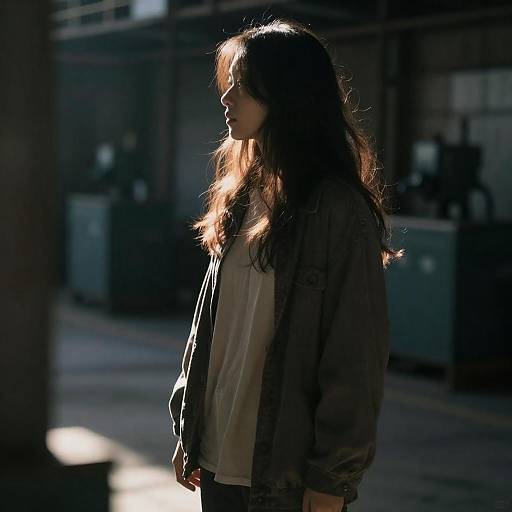 Mysterious Silhouette in Industrial Light