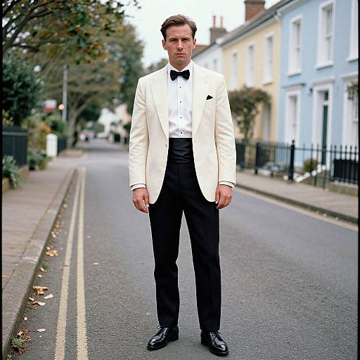 Elegant Man in Ivory Tailcoat