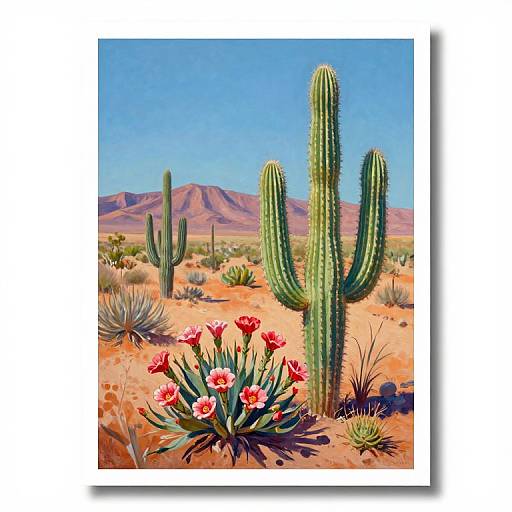 Desert Poster with Cactus Blossoms Art