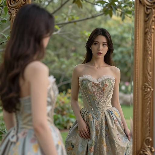 Elegant Woman Reflecting Timeless Serenity