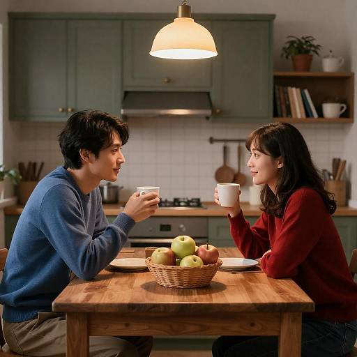 Cozy Kitchen Conversation Over Cups