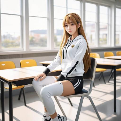 Young Woman in Sportswear Sitting in Classroom
