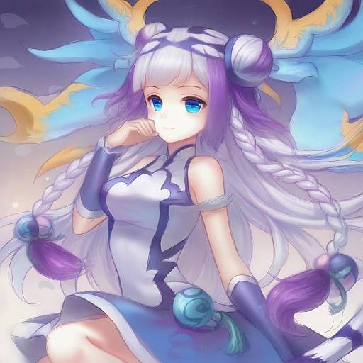 Illustration of Haku (p&d), puzzle & dragons in the style of Maccha (mochancc)