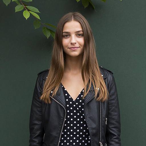 Young Woman in Leather Jacket Portrait