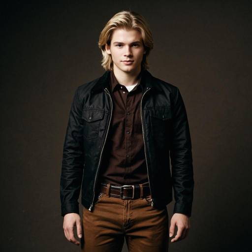 Young man in dark academia outfit
