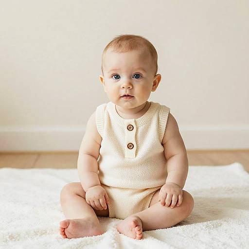 Studio Portrait of Baby in Cream Romper