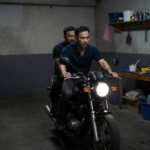 Dimly Lit Garage Motorcycle Ride