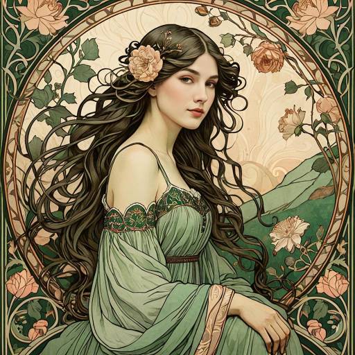 Elegant Woman in Mucha-Style Artwork Elegant Woman in Mucha-Style Artwork