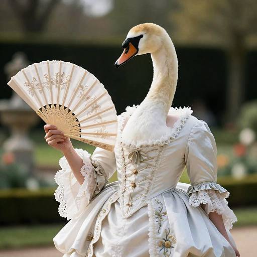 Elegant Swan in 18th Century Attire