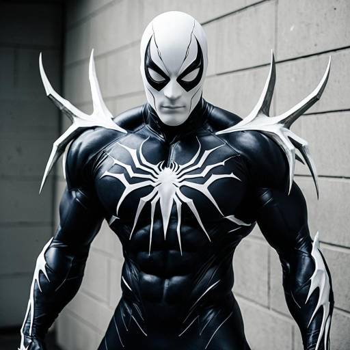 Muscular White Symbiote Character Cosplay