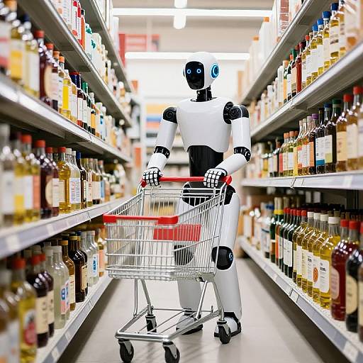 Humanoid Robot Grocery Shopping Scene