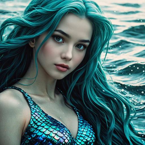 Portrait of Mermaid with Iridescent Scales