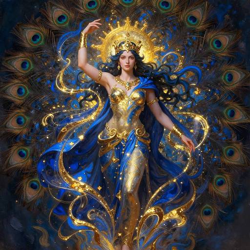 Regal Hera Scepter with Peacock Feathers