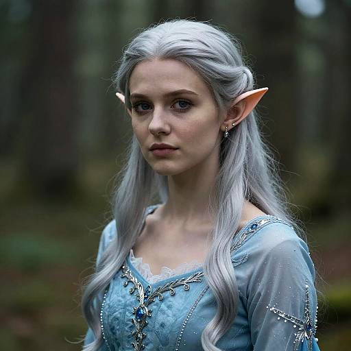 Silver-Haired Swedish Elf in Forest Portrait