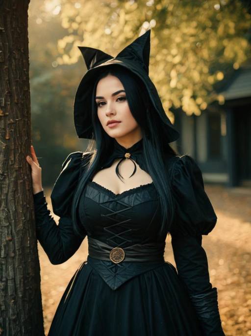 Woman in Salem Witch Costume