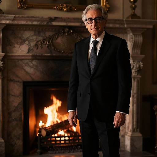 Sophisticated Man by the Fireplace