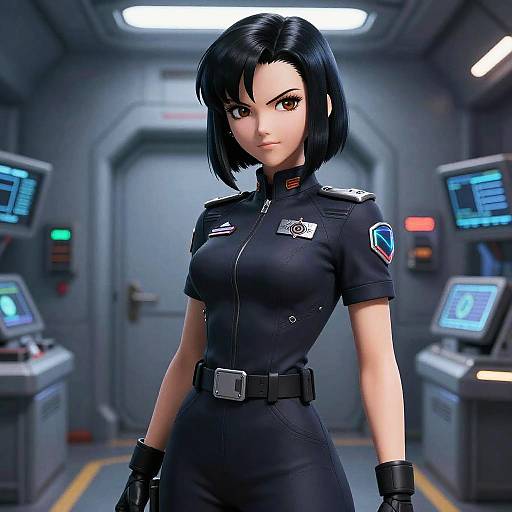 Futuristic Android 18 in Space Command