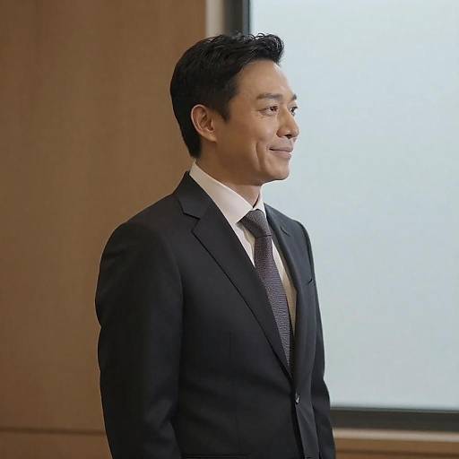 Man in Suit Against Wooden Background