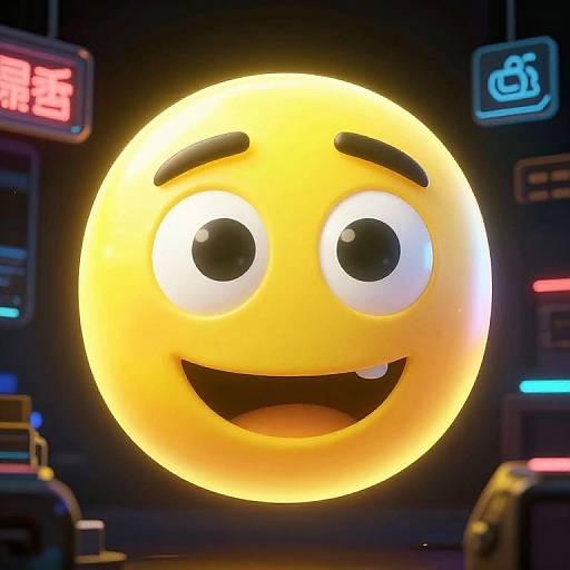 Neon Cyberpunk Attention Emoji Design