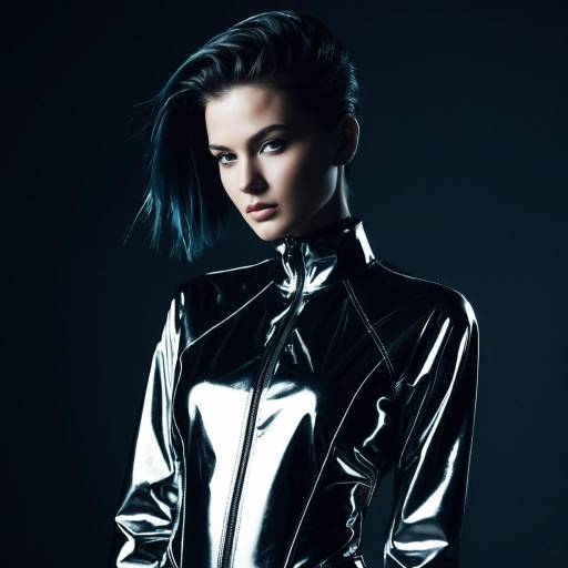 Fashion Model in Futuristic Shiny Jumpsuit