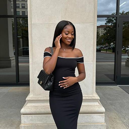 Elegant Black Woman in Urban Setting