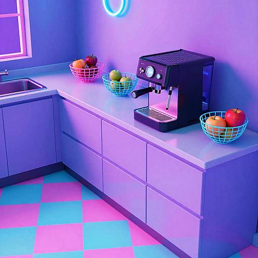 Vaporwave Kitchen with Neon Accents