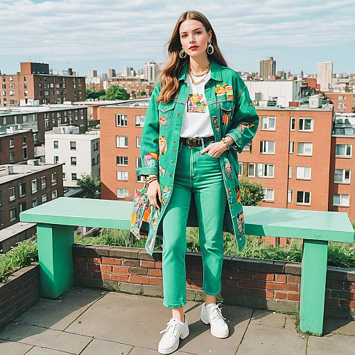 Vintage 90s Party Look on Rooftop Vintage 90s Party Look on Rooftop