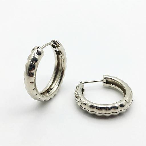 Silver Hinged Hoop Earrings with Scalloped Edge