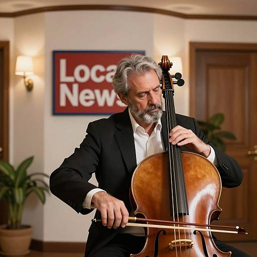 Focused Cellist in Cozy Setting