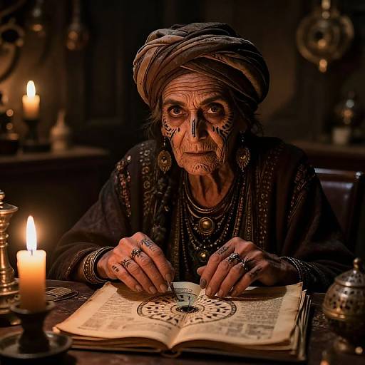 Mystical Fortune Teller in Candlelight