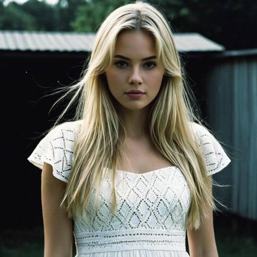 Blonde Woman in White Dress Outdoors