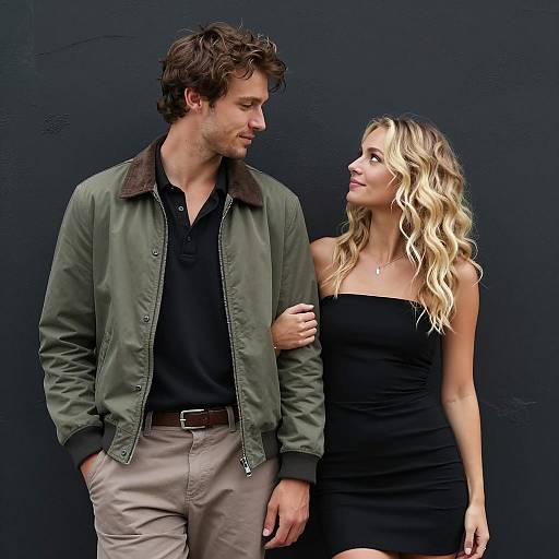 Relaxed Couple Against Dark Background