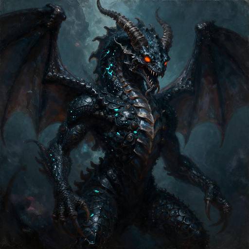 Onyx Abyssal Hydra with Bioluminescent Streaks