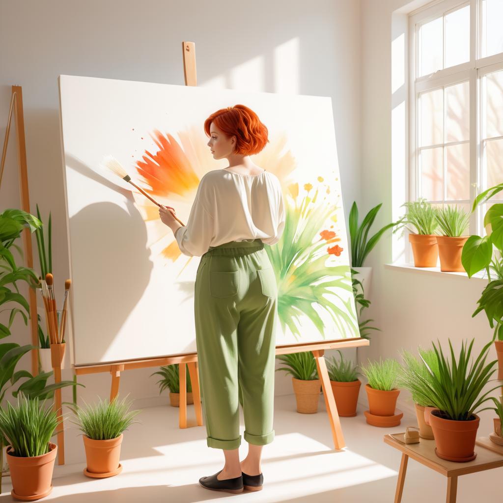 Cozy Springtime Studio Artist Illustration