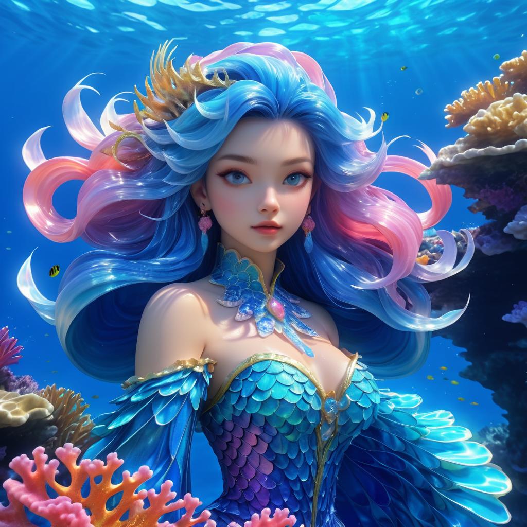 Elegant Senior Mermaid in Vibrant Ocean