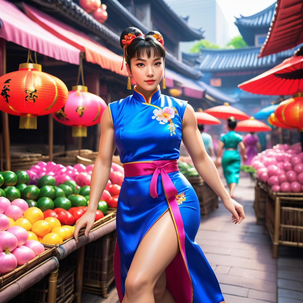 Chun-Li in Vibrant Market Scene